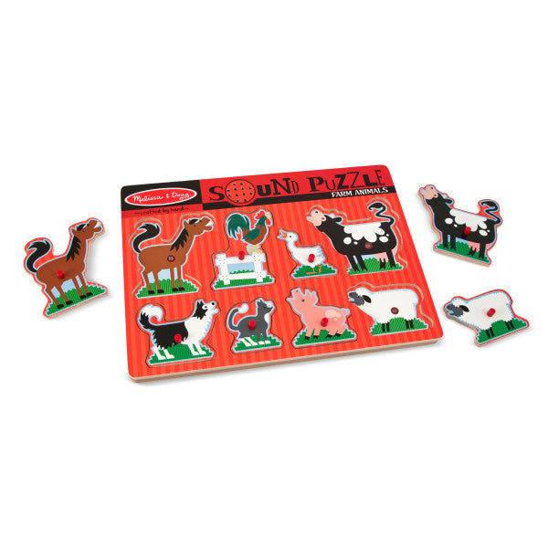 An image of Melissa & Doug Farm Animals Sound Puzzle - 8 Pieces