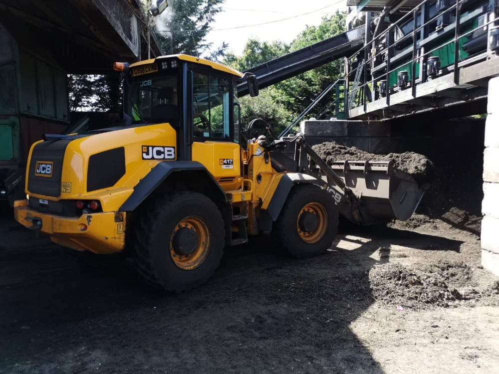 JCB tractor at the Olus composting facility