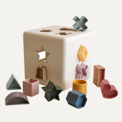 Classic sorting box with adorable neutral colors, a timeless Christmas gift for cognitive development.
