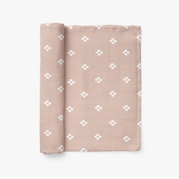 muslin blankets - light pink cross design