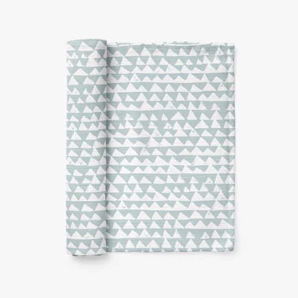 muslin blankets - baby blue triangle mountains