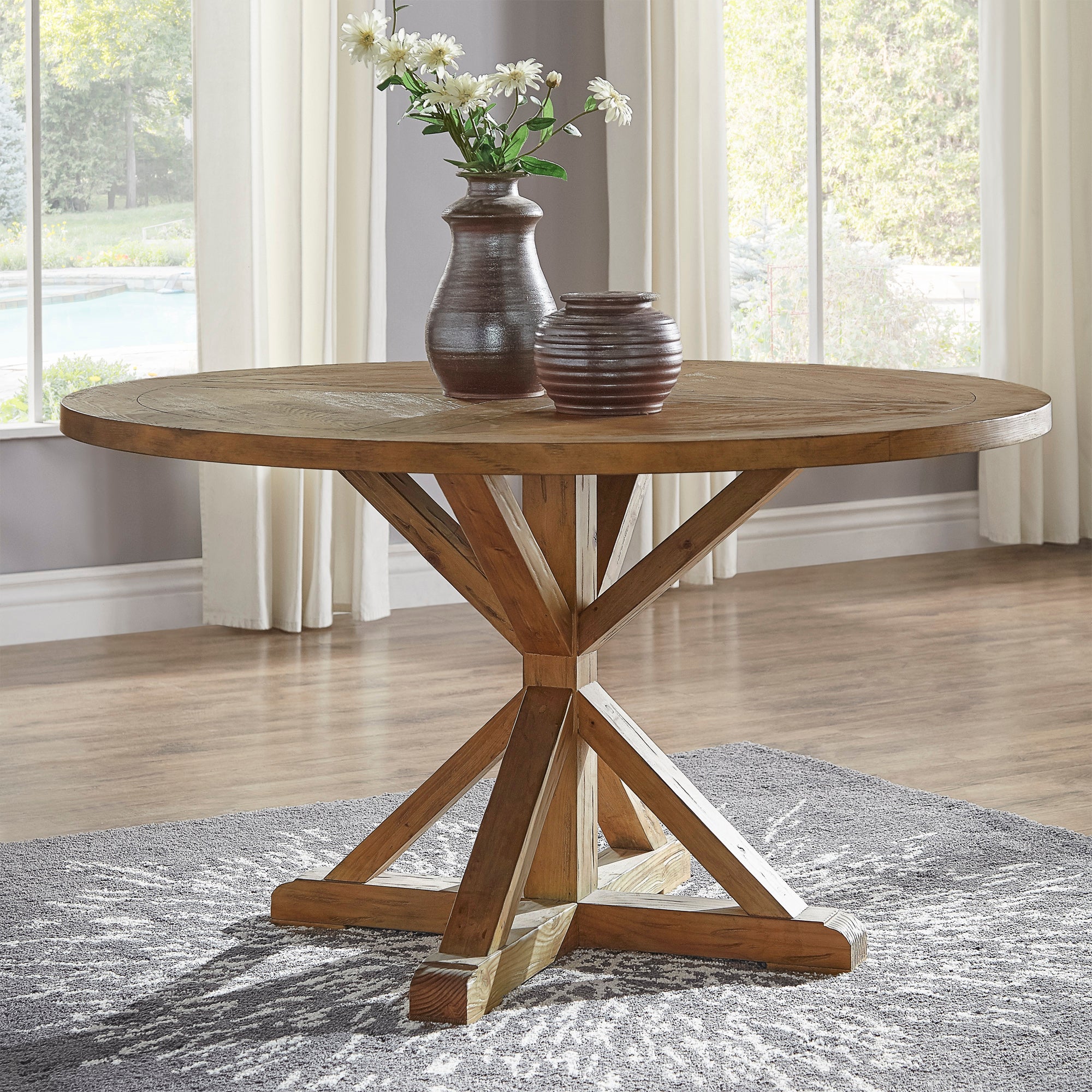 54 inch round wood dining table