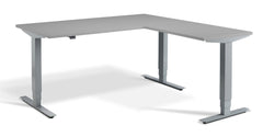 FRISKA Ultimate Privilege Corner desk with silver frame and grey Fenix desktop