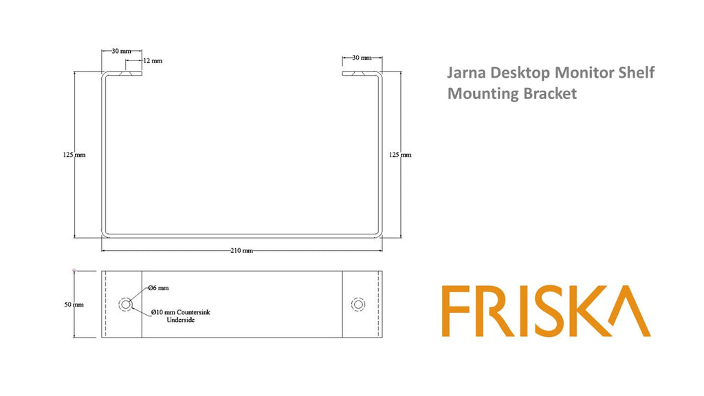 FRISKA Jarna desktop monitor shelf bracket diagrgam