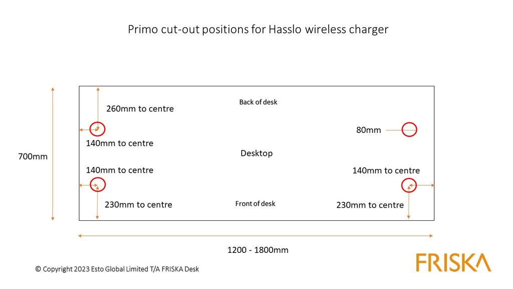 FRISKA Primo Hasslo wireless charger positions