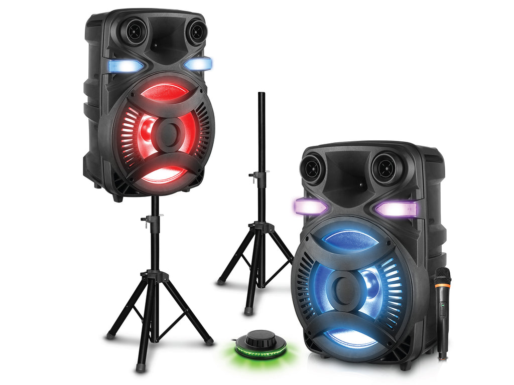 verkoudheid jazz Reis Technical Pro Rechargeable Pair of Wireless 15" Bluetooth LED Speaker  Package with W – Technical Pro