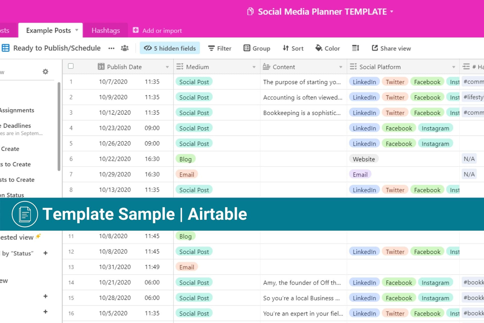 airtable zapier social media post