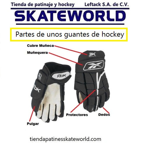 Las partes de unos guantes de hockey