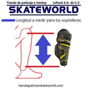 Longitud a medir para conocer la talla de tus espinilleras de hockey