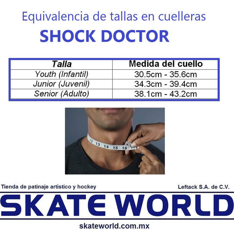 Equivalencia de tallas para los protectores de cuello Shock Doctor