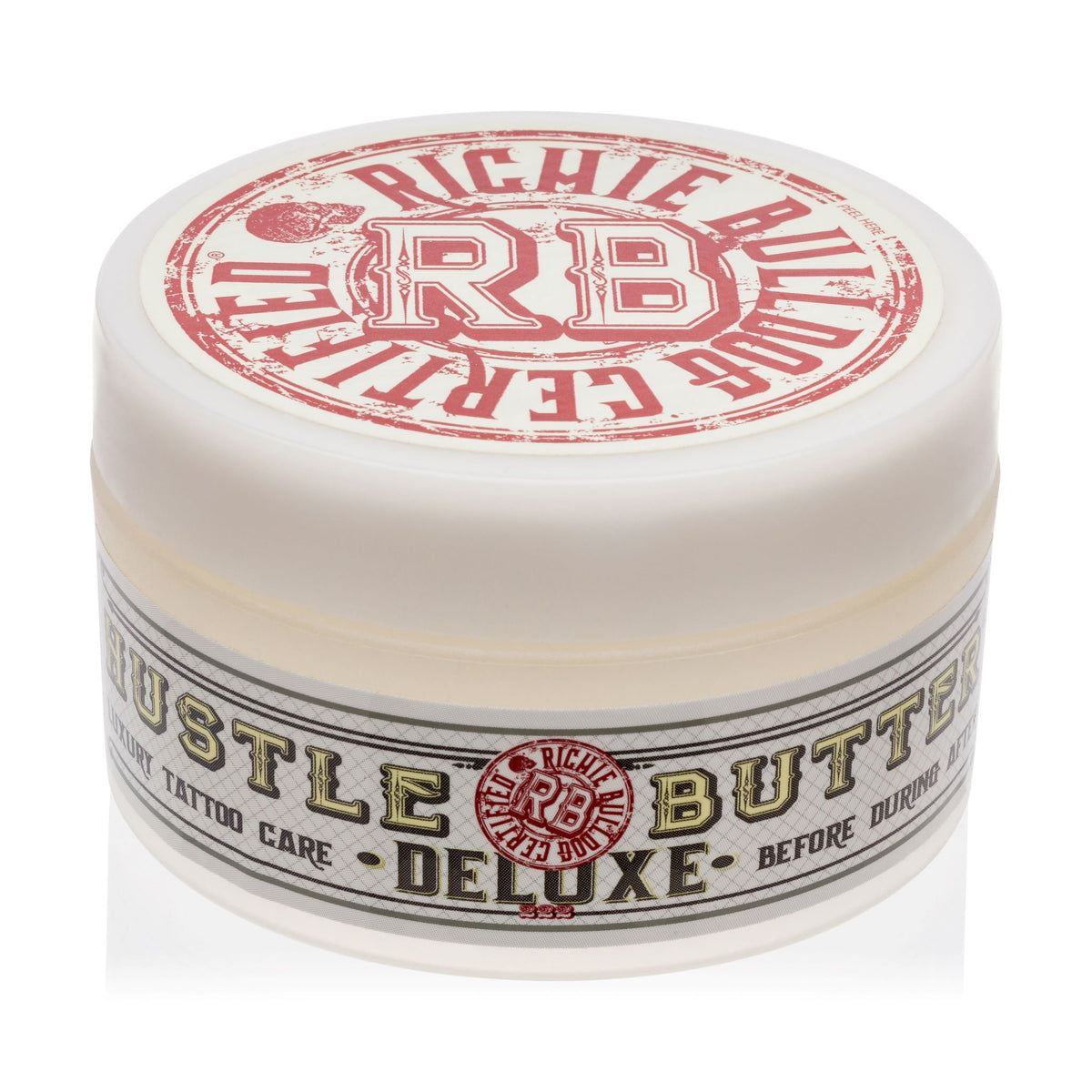 Hustle Butter Deluxe 5 oz Lubricating Moisturizing Vegan Tattoo Butter  for Before During and Aftercare 1 Tub  3 Applicators