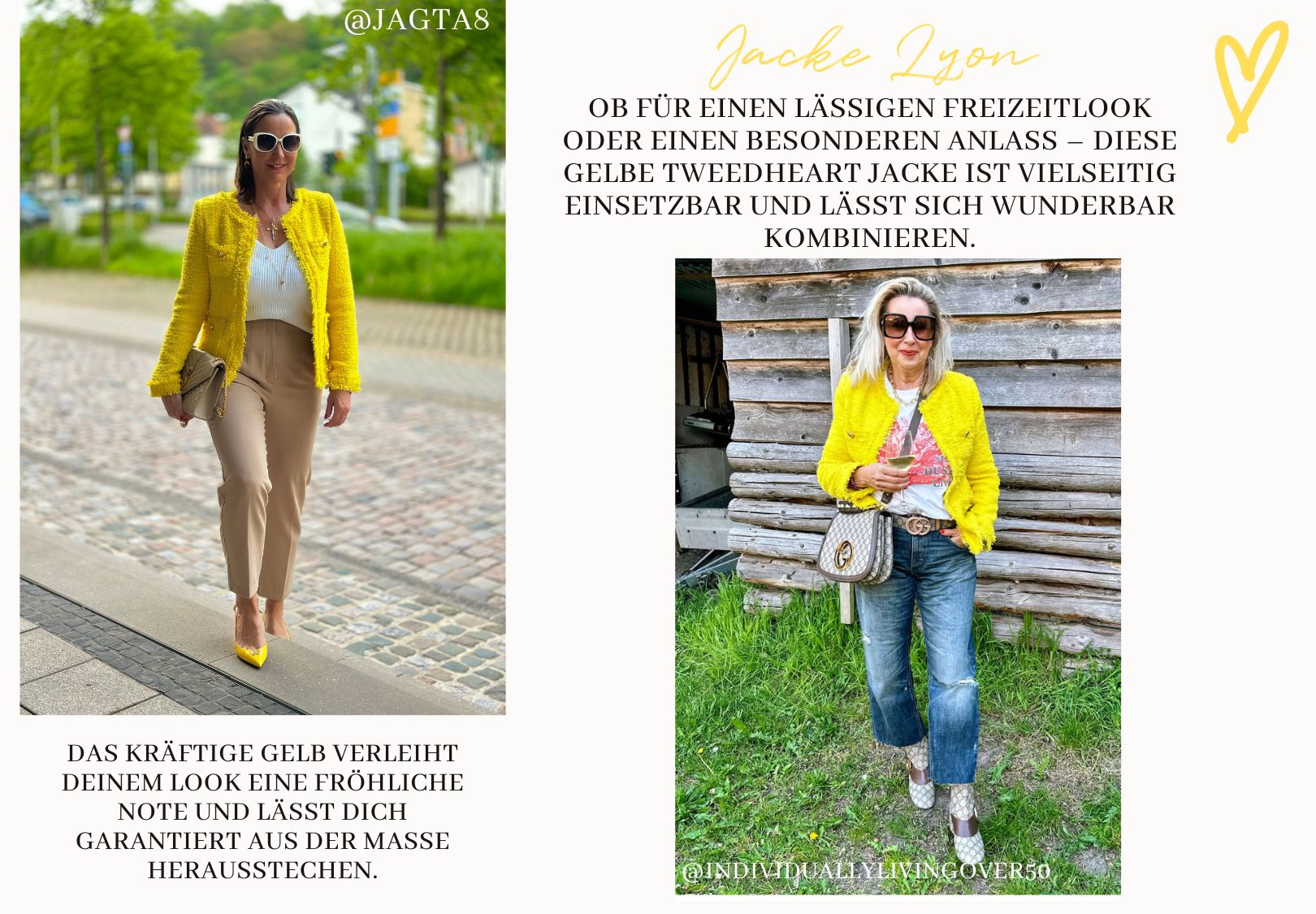 Lyon Tweed Jacke in gelb Blogger Styles