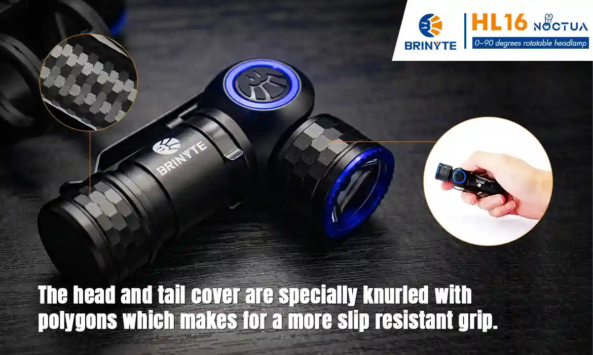 Brinyte HL16 Headlamp edc light Compatible with both Dry and Rechargeable Battery