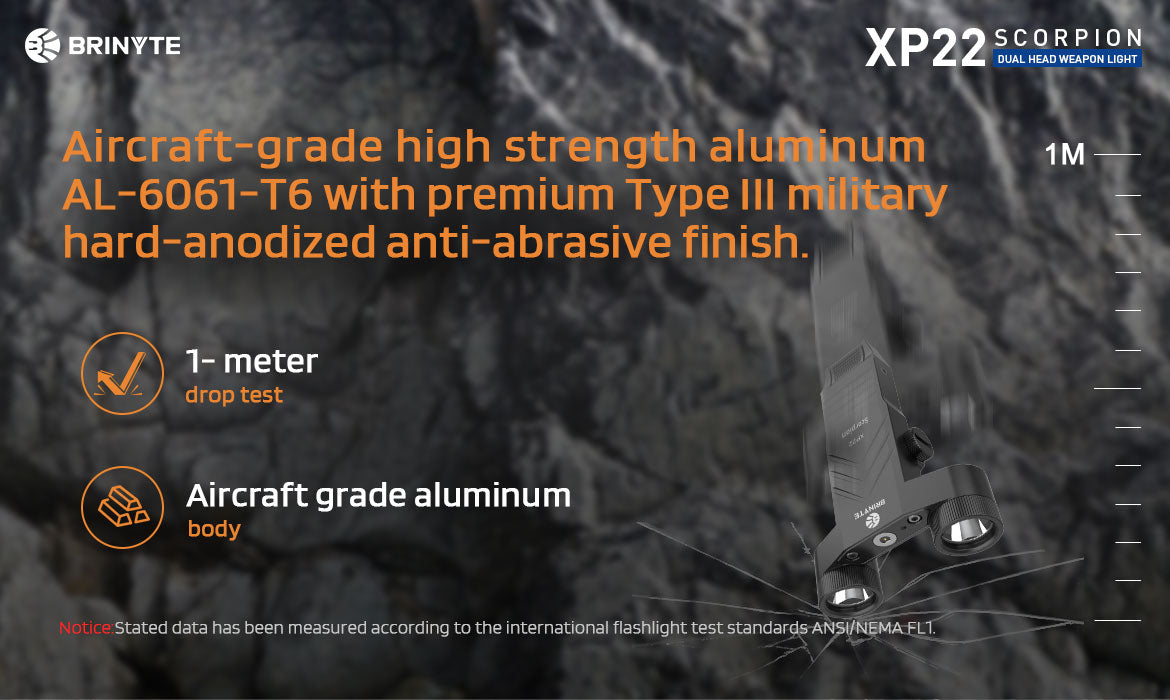 Brinyte XP22 Aircraft-grade high strength aluminum
