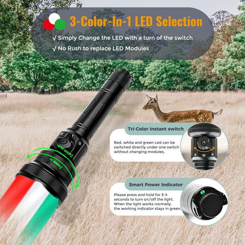 Brinyte T28 3-Color-In-1 Night Hunting Light For Coyotes, Foxes, Bobcats, And Hogs