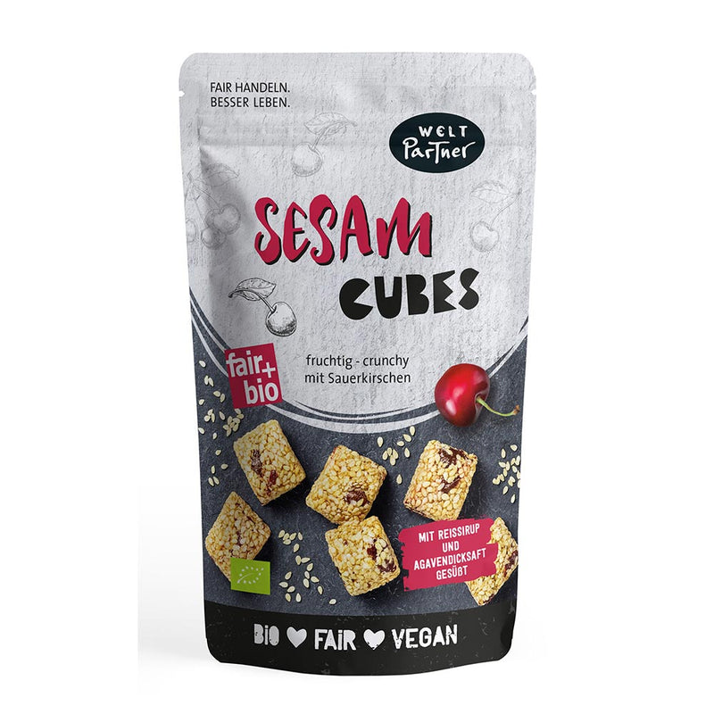 WeltPartner Sesam Cubes, mit Sauerkirschen, bio°, 90g, vegan