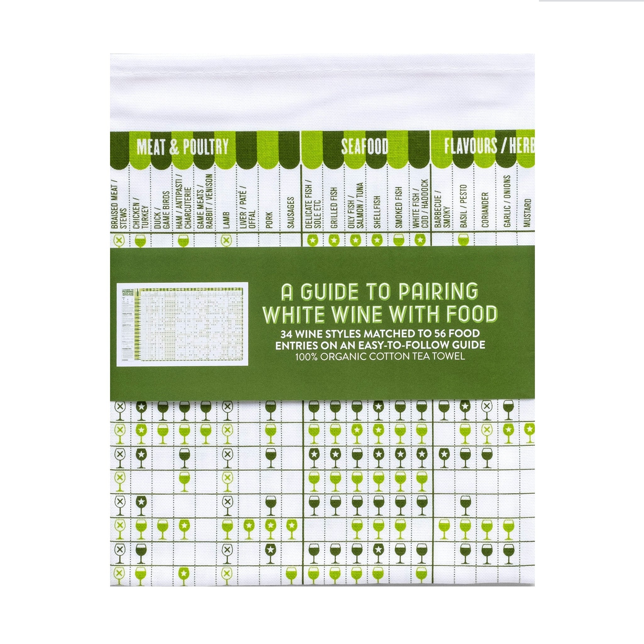 green and white tea towels