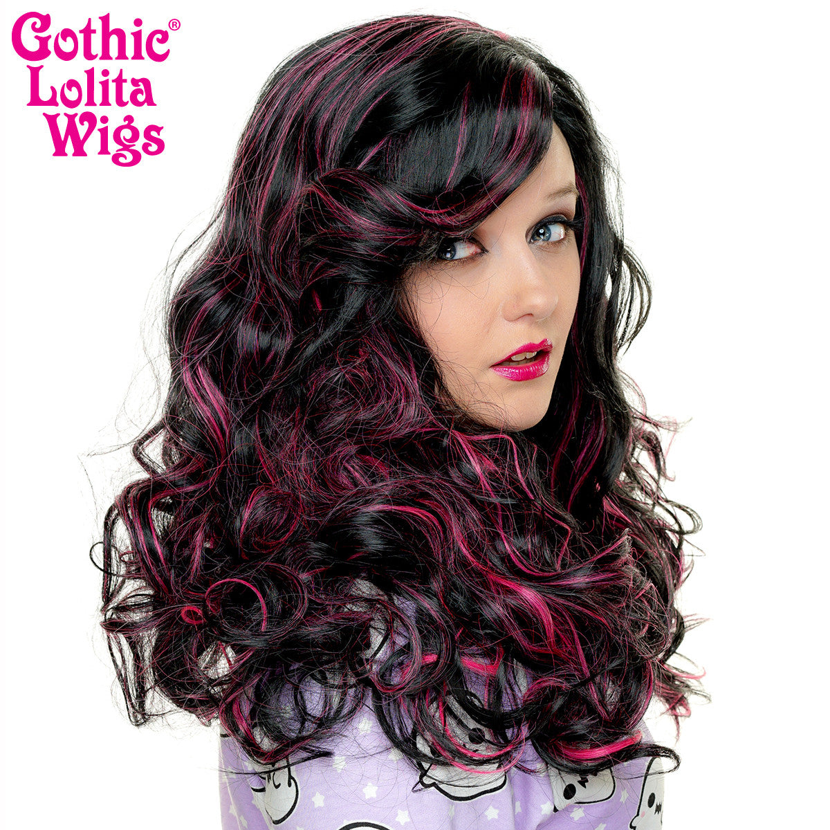 Lace Front Peek A Boo Black With Hot Pink Highlights 00694