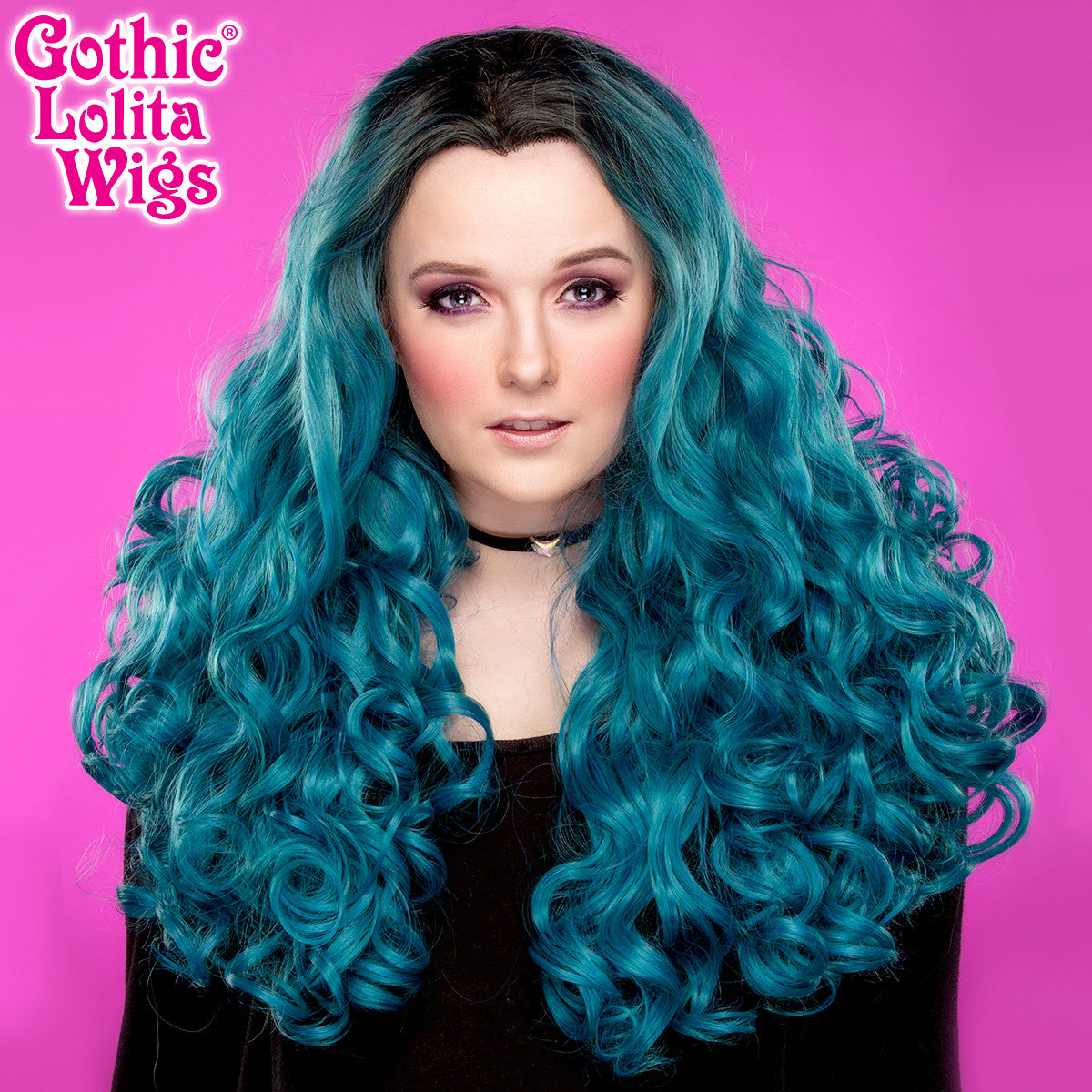 Lace Front Curly Dark Roots Turquoise Mix 00704 Dolluxe