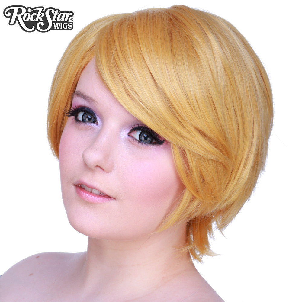 short yellow blonde wig