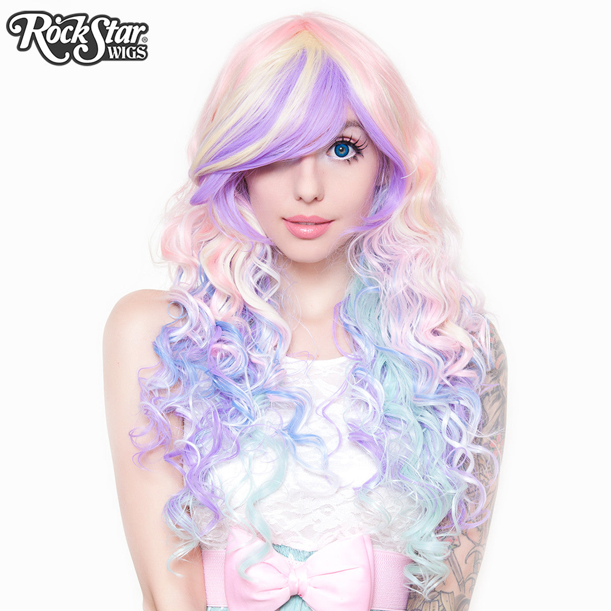 pastel multi coloured wig