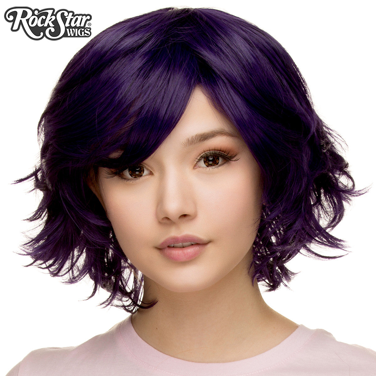 short dark purple cosplay wig