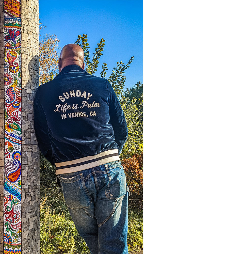 Palm Angels Blue Sunday Baseball Jacket