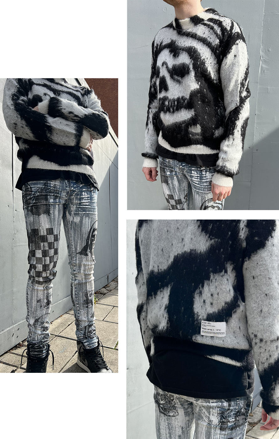 Amiri Wes Lang Grey Reaper Mohair Sweater