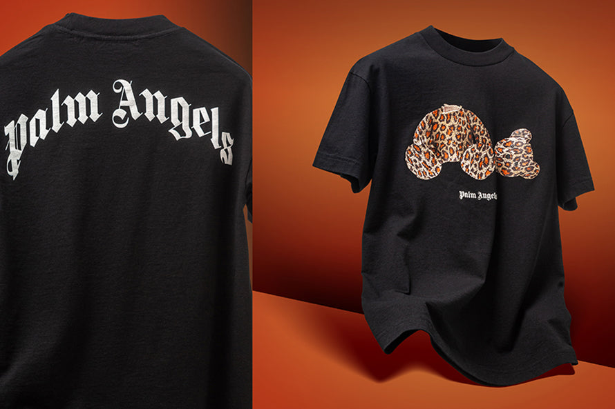 Palm Angels Black Leopard Bear Print T-Shirt