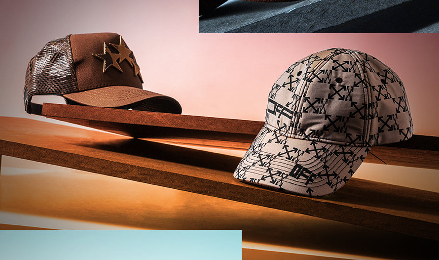 Amiri Brown Three Star Trucker Hat and Off-White c/o Virgil Abloh Camel Monogram Baseball Cap