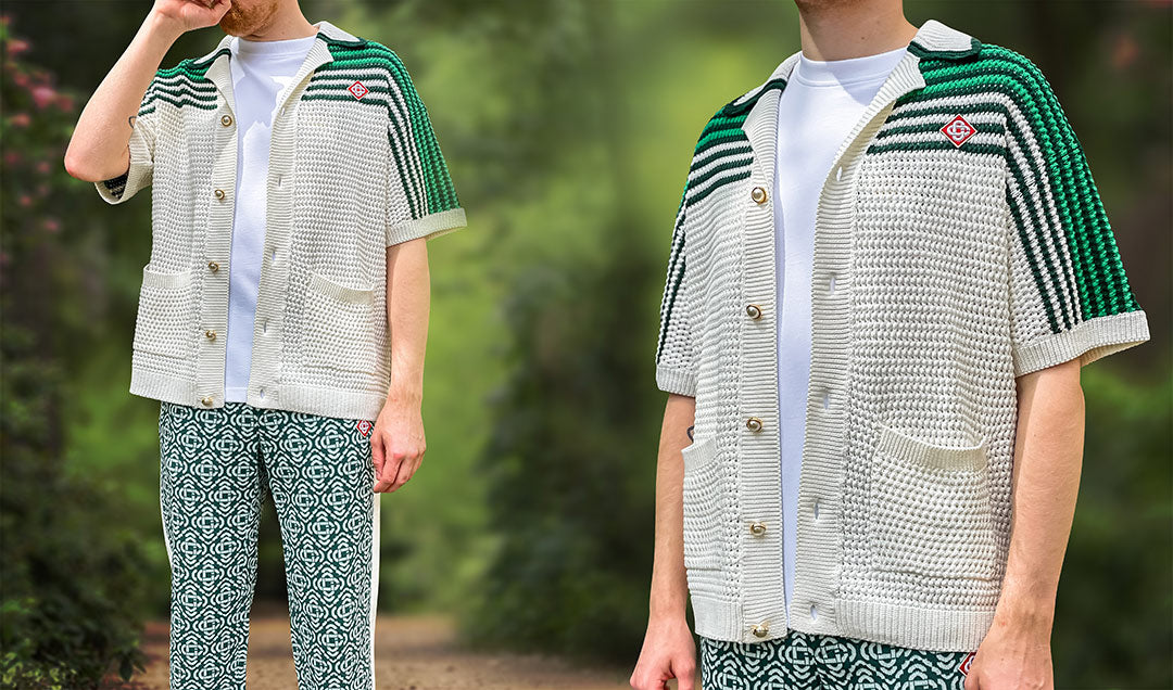 Casablanca White & Green Tennis Crochet Shirt