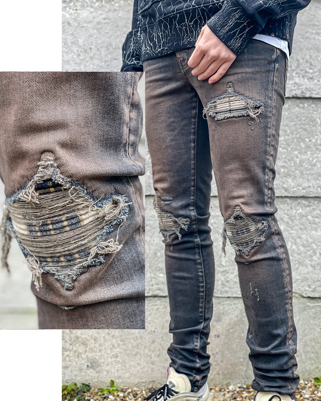 Amiri MX1 Plaid Dark Indigo Jeans