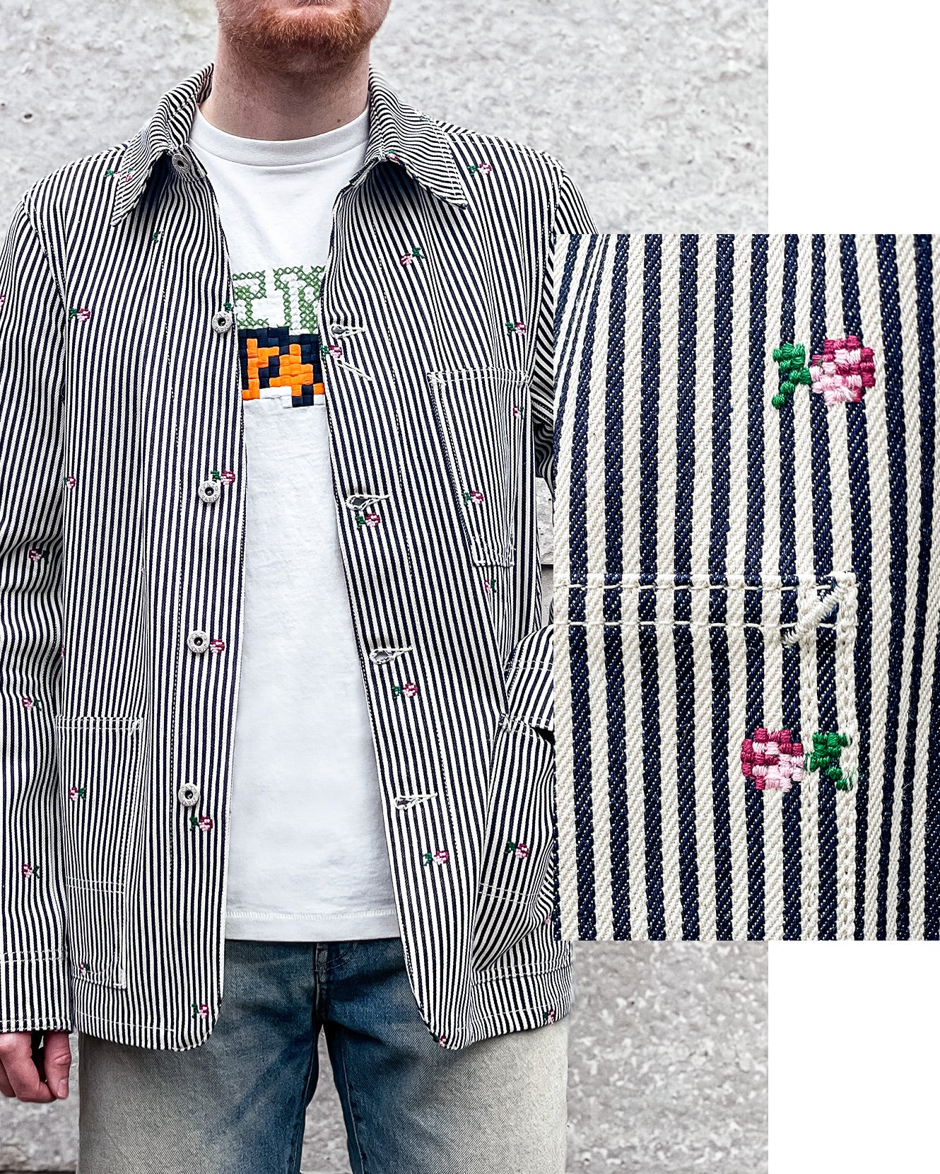 Kenzo 'Kenzo Pixel' Striped Denim Jacket