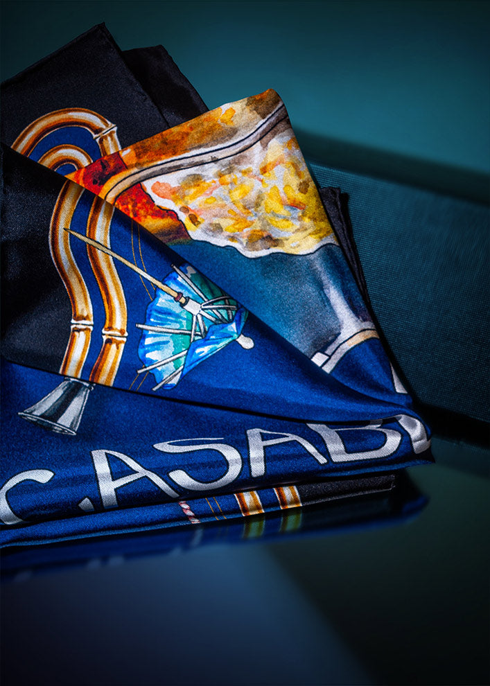 Casablanca Navy Blue Casa Club Nuit Silk Scarf