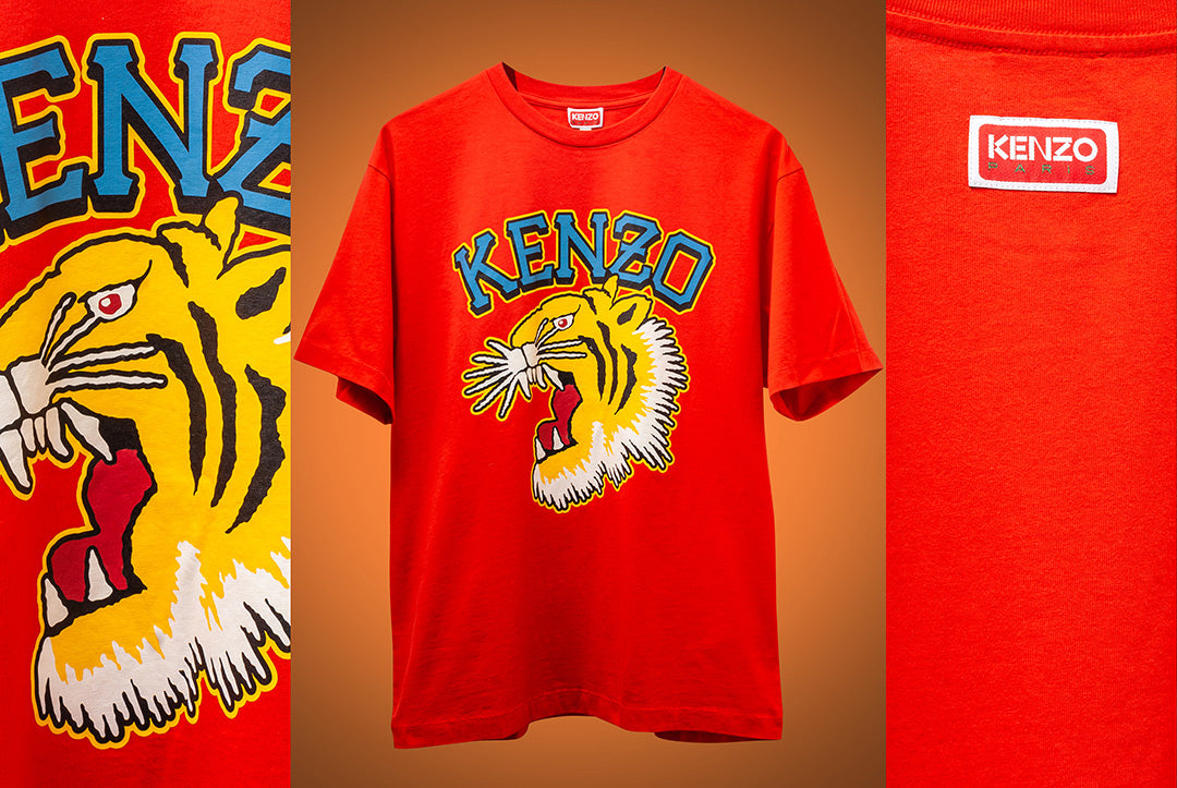 Kenzo Red 'Varsity Jungle' Tiger Oversize T-Shirt