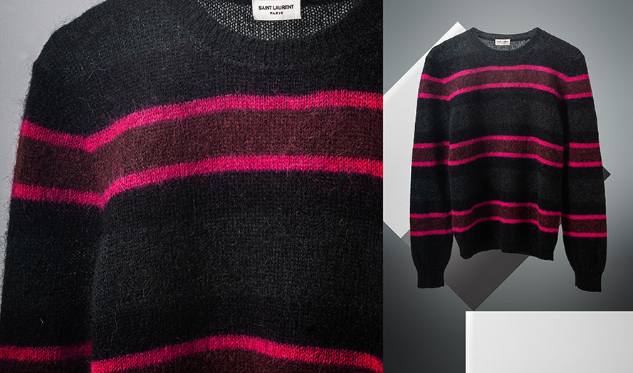 Saint Laurent Grey Stripe Mohair Sweater