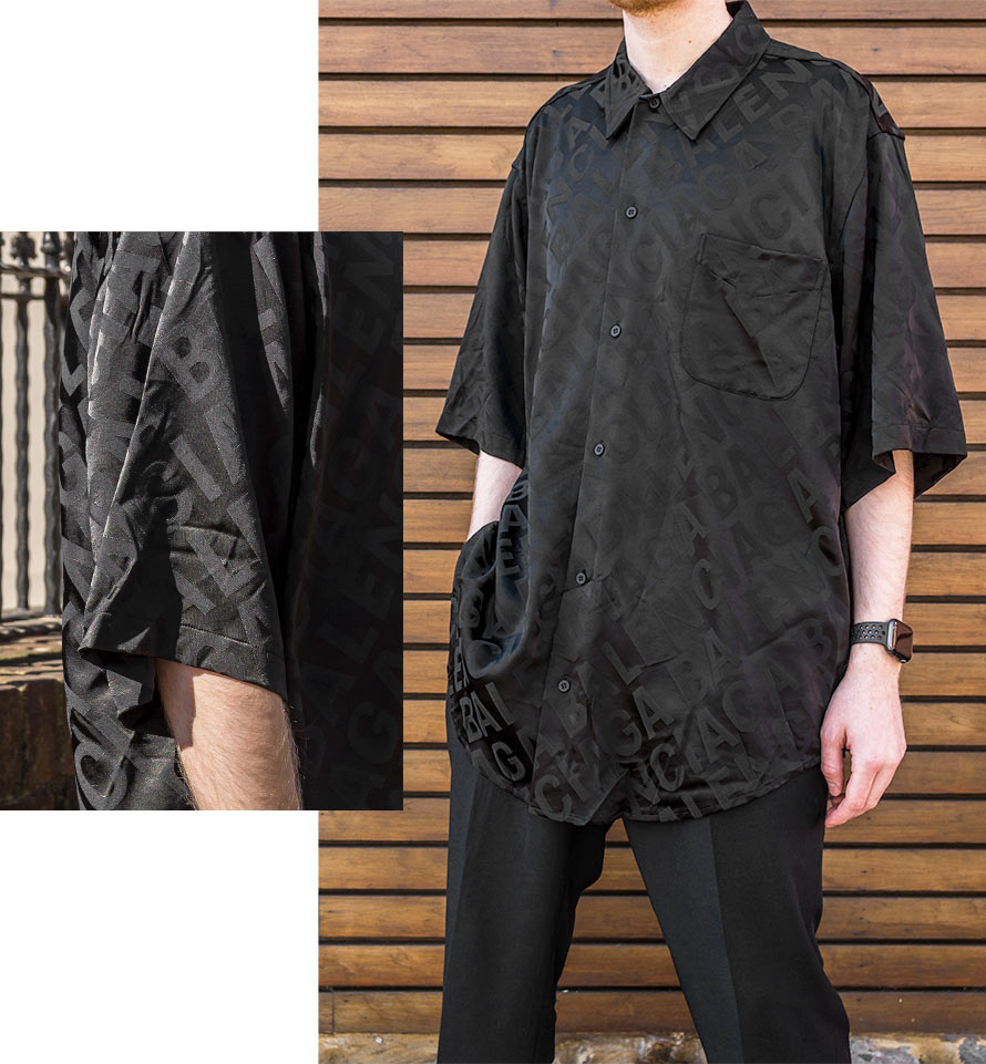 Balenciaga Black All-Over Logo Oversized Shirt