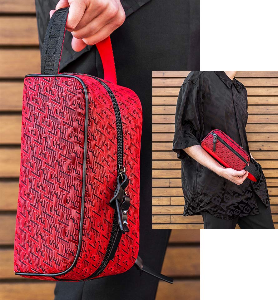 Christian Louboutin Blaster Red CL Logo Jacquard Travel Case