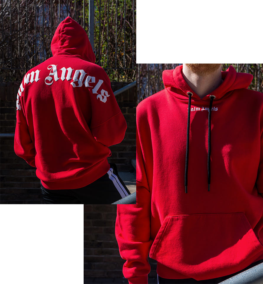 Palm Angels Red Classic Logo Oversized Hoodie
