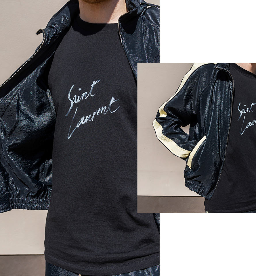 Saint Laurent Black Logo Print Oversized T-Shirt