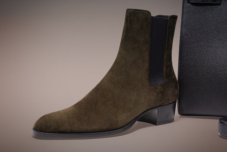 Saint Laurent Brown Suede Wyatt Chelsea Boots