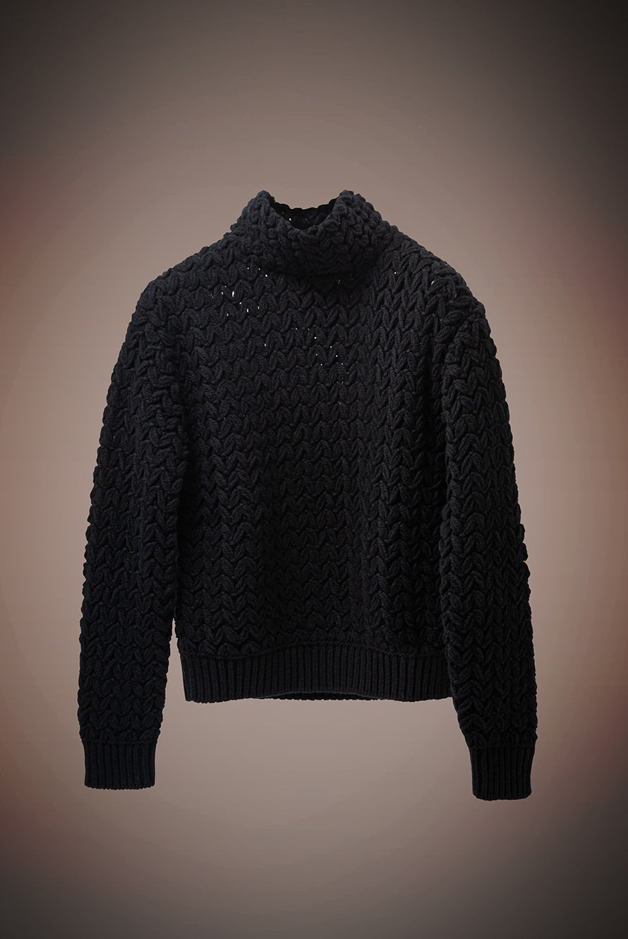 Valentino Black High-Neck Wool Knit Jumper