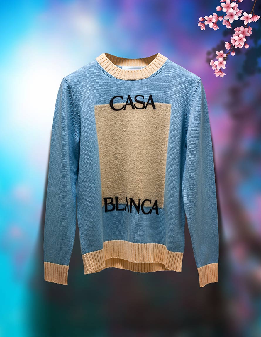 Casablanca Light Blue Contrast Panel Sweater