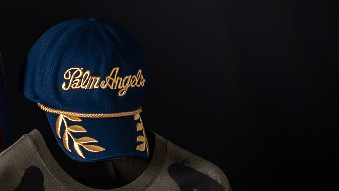 Palm Angels Blue Logo Embroidery Commander Cap