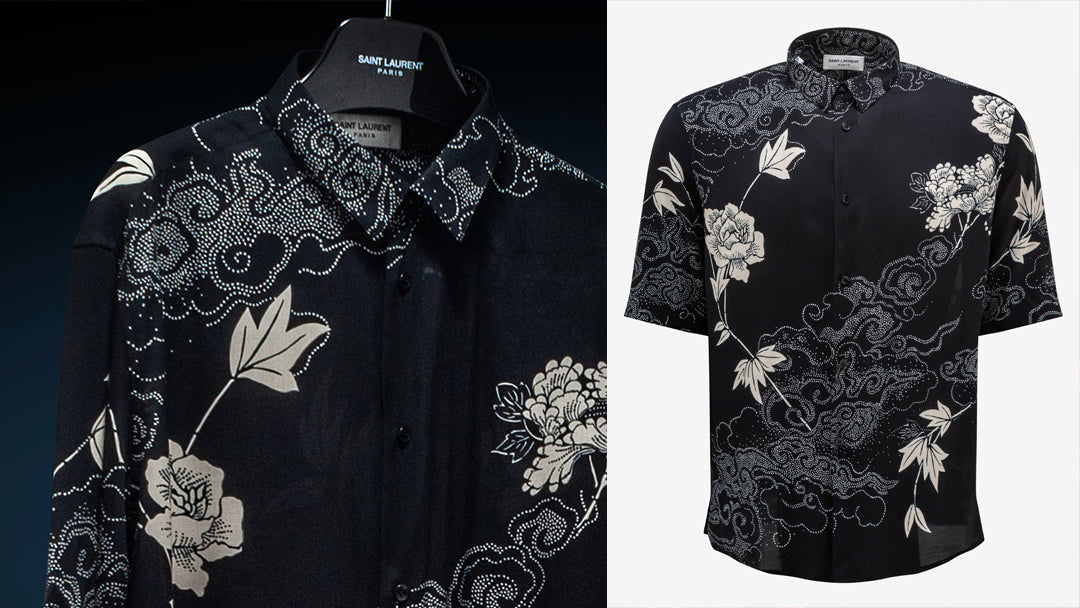 Saint Laurent Black Floral Short Sleeve Shirt