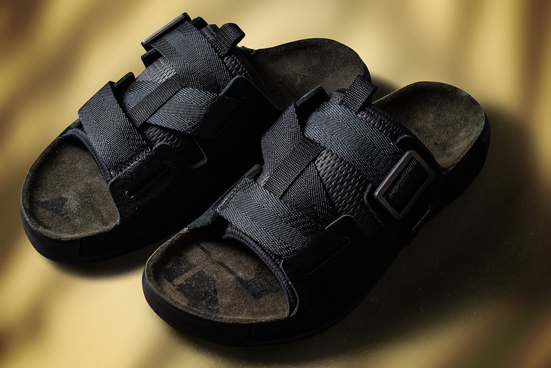Stone Island Shadow Project Black Suede & Tape Sandals