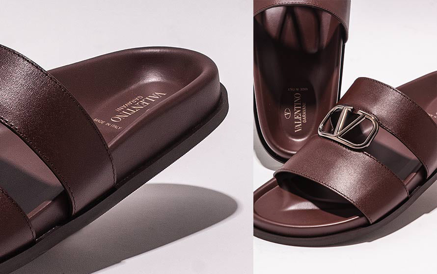 Valentino Garavani Brown VLogo Slide Sandals