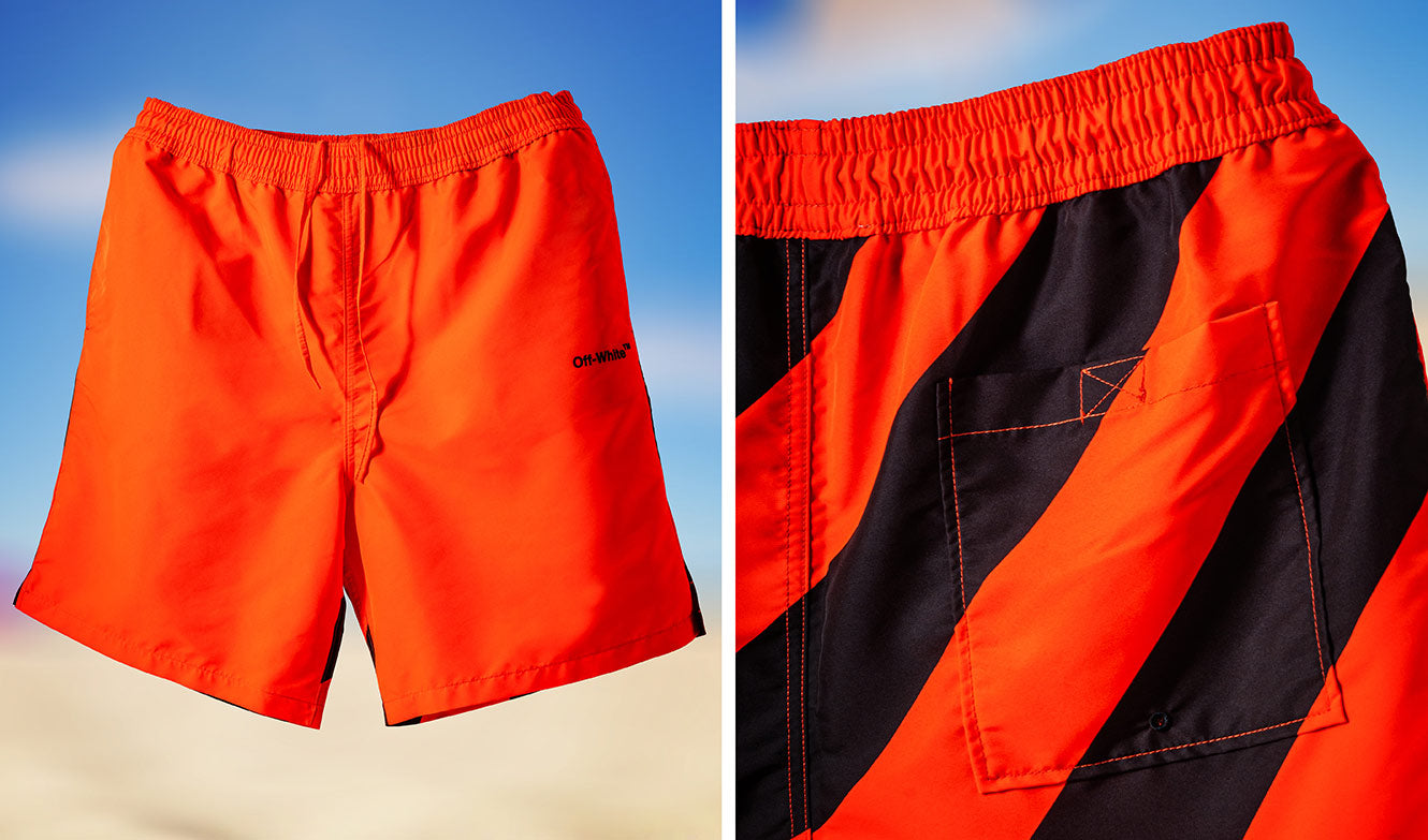 Off-White c/o Virgil Abloh Orange Diag Surfer Swim Shorts