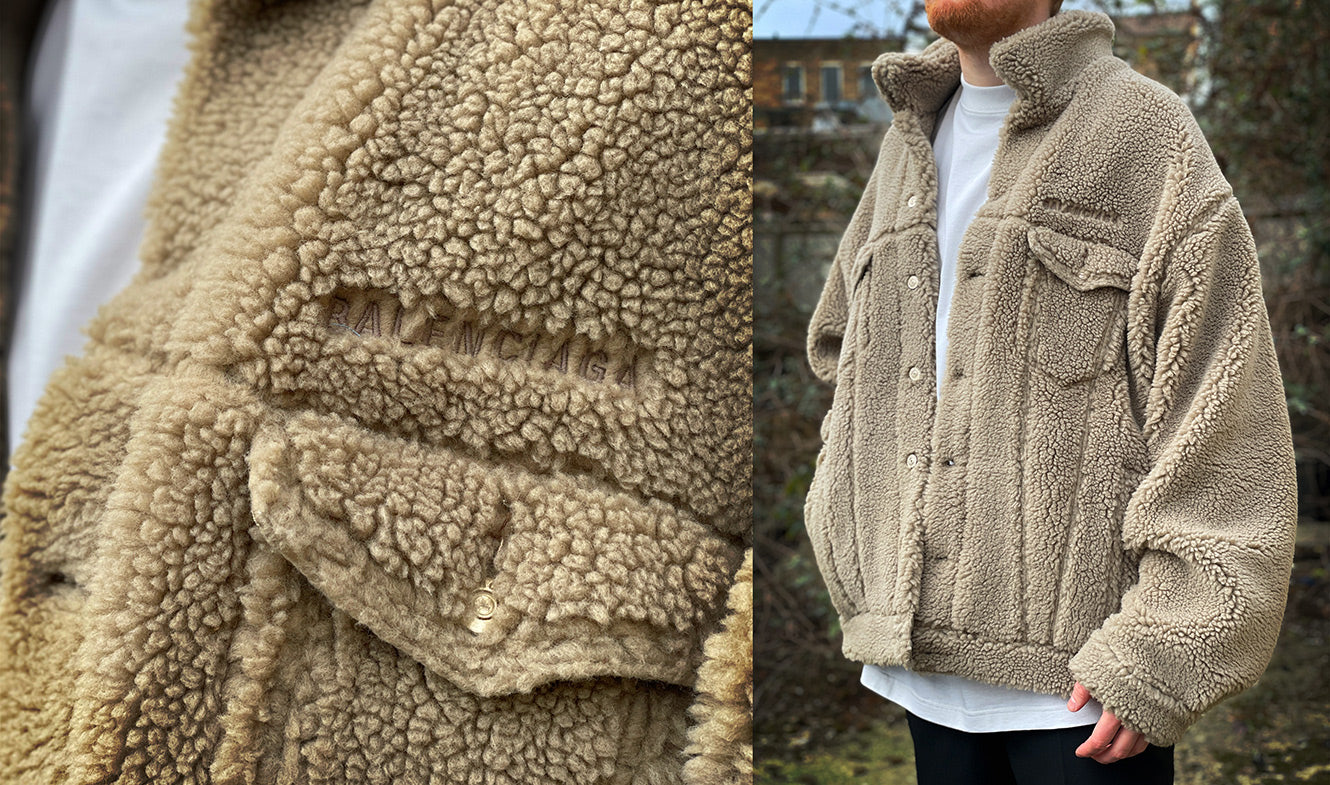 Balenciaga Beige Fleece Oversized Jacket