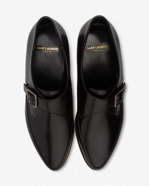 Saint Laurent Marceau Black Leather Monk Strap Shoes